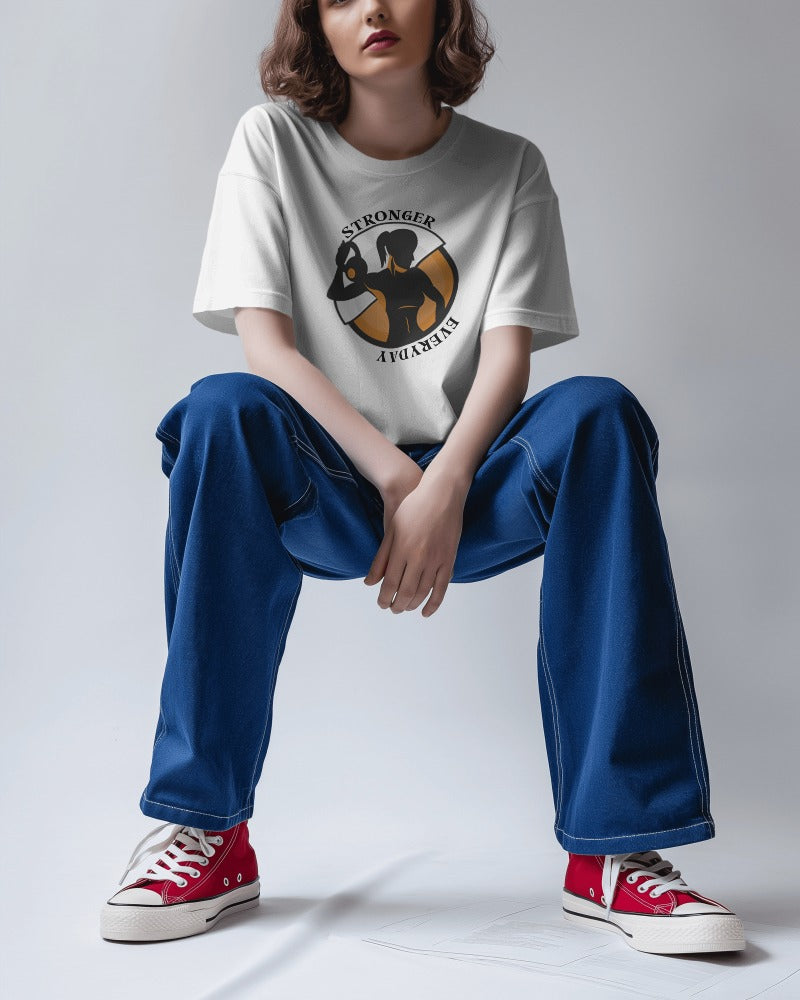 Stronger T-Shirt for Women -Empowering Gym Graphic Tee