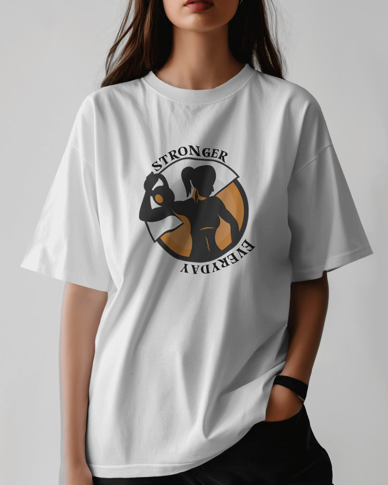 Stronger T-Shirt for Women -Empowering Gym Graphic Tee