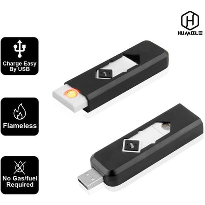 IVAAN USB Rechargeable Electronic Lighter | Windproof Design (Black/White)