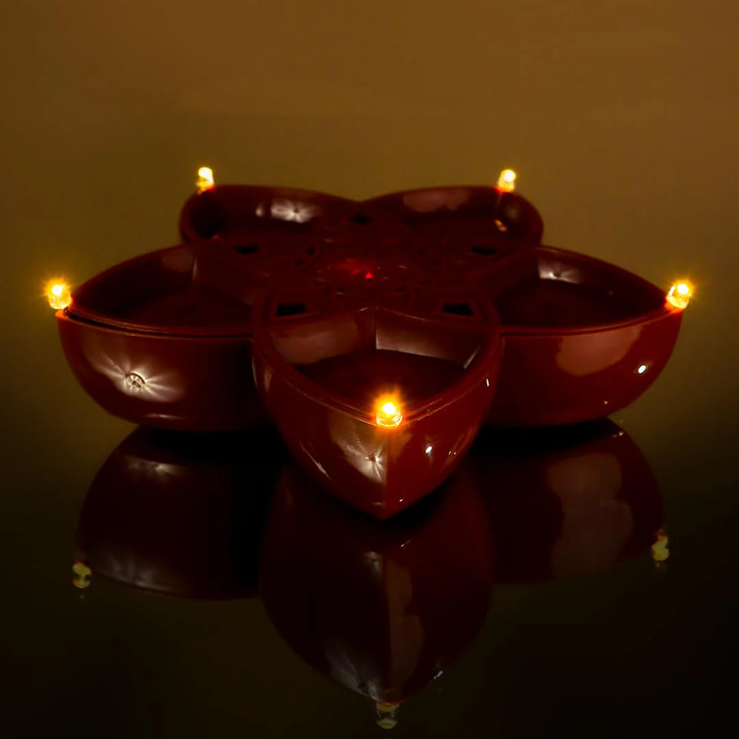 TED TECH Panchmukhi Water Sensor LED Diya | 5-in-1 Original Diwali Diya for Festive Decor