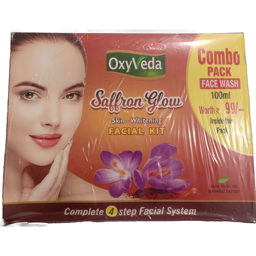 Oxyveda Saffron Glow Facial Kit | Radiant, Glowing Skin with Natural Saffron Extracts.