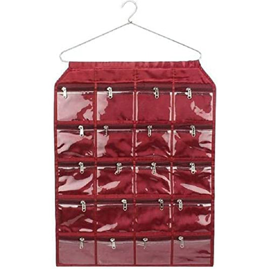 Daani 20 Pocket Premium Hanging Organizer: Versatile Jewelry and Cosmetic Hanger with Zips for Accessories and Stationery