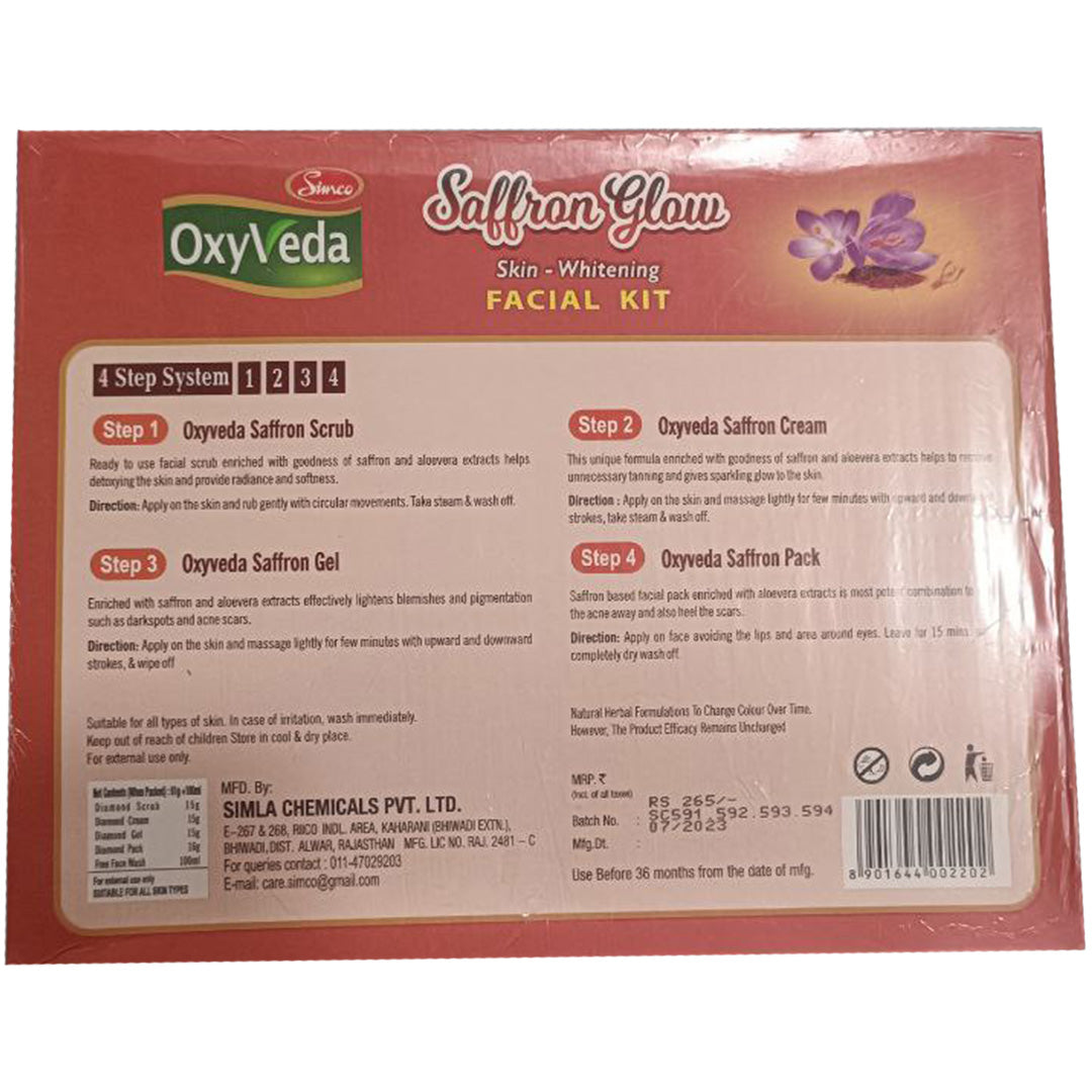 Oxyveda Saffron Glow Facial Kit | Radiant, Glowing Skin with Natural Saffron Extracts.