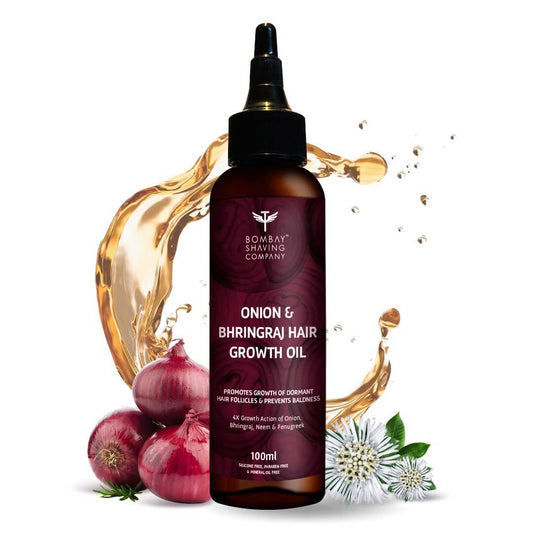 Bombay Shaving Company Onion & Bhringraj Hair Growth Oil | Strengthening & Nourishing for Thicker Hair.