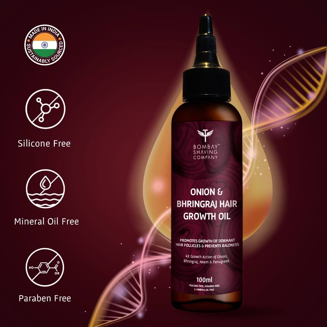 Bombay Shaving Company Onion & Bhringraj Hair Growth Oil | Strengthening & Nourishing for Thicker Hair.