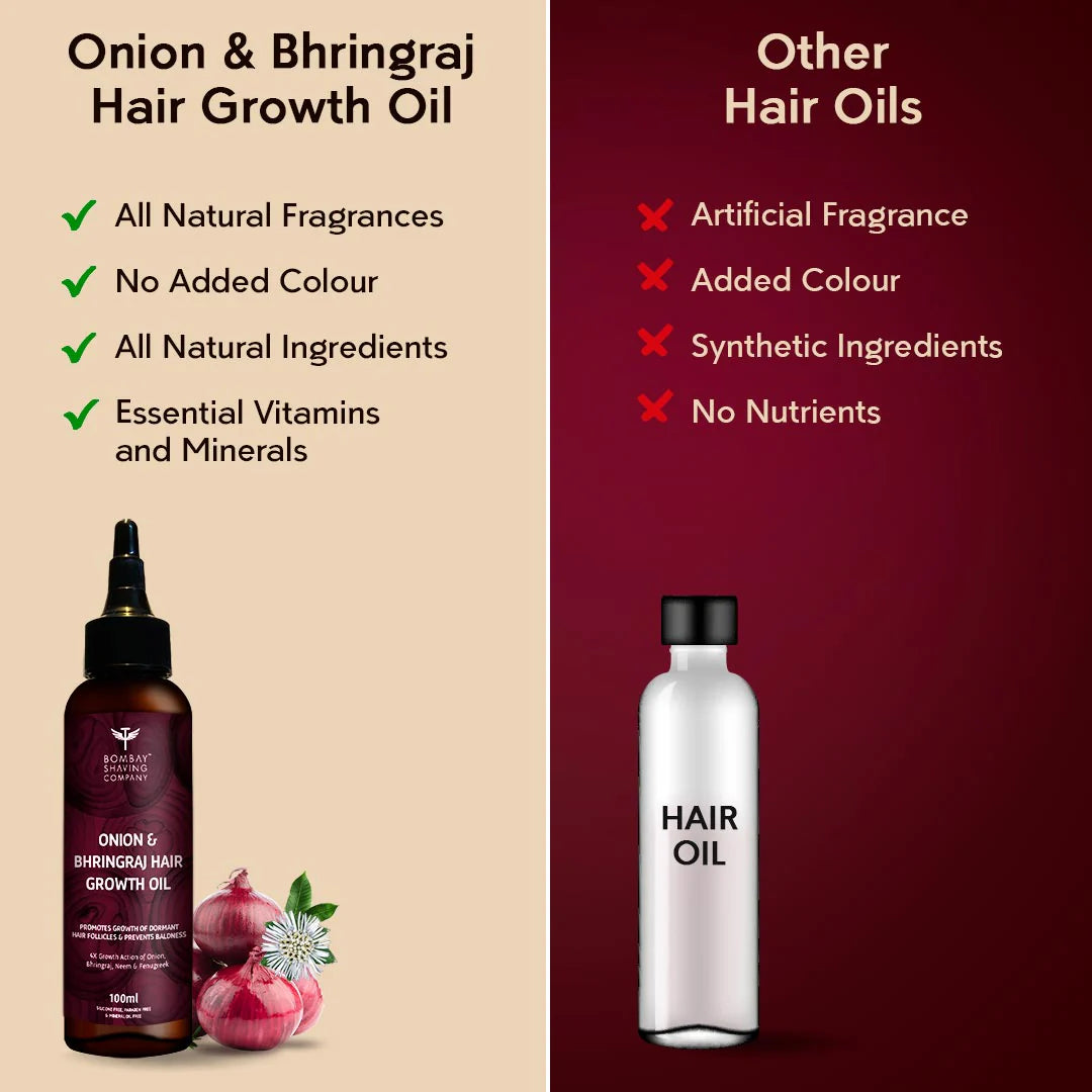 Bombay Shaving Company Onion & Bhringraj Hair Growth Oil | Strengthening & Nourishing for Thicker Hair.