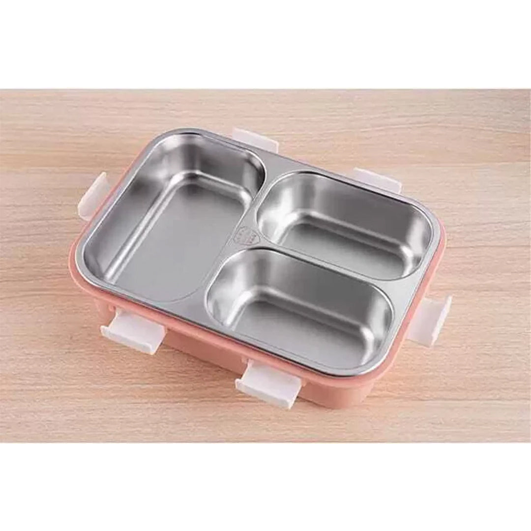 3  Compartment Stainless Steel Lunch Box with 2 Removable Containers | Durable & Leak-Proof