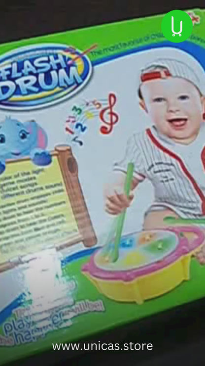Toyshine Flash Drum with 3D Lights & Music | Fun Baby Toy for 2-4 Year Olds