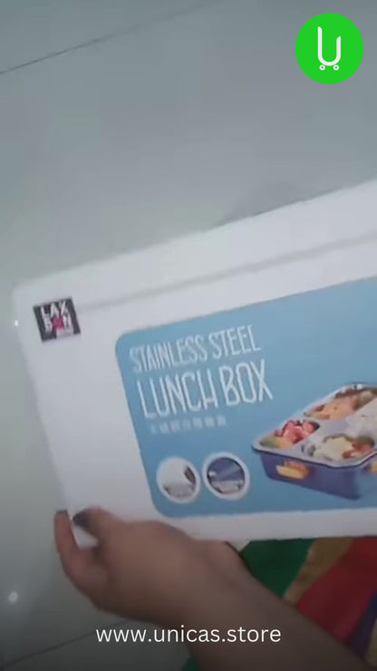 4 Compartment Stainless Steel Lunch Box with 2 Removable Containers | Durable & Leak-Proof