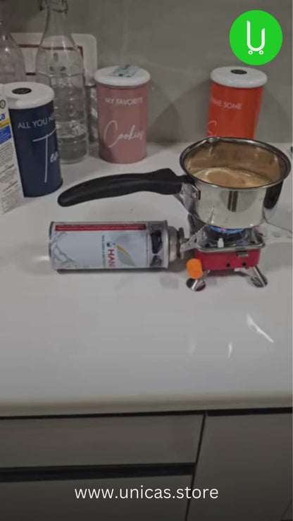 Aluminium Portable Butane Gas Burner Stove | Folding Camping Stove with Butane Can & Storage Bag