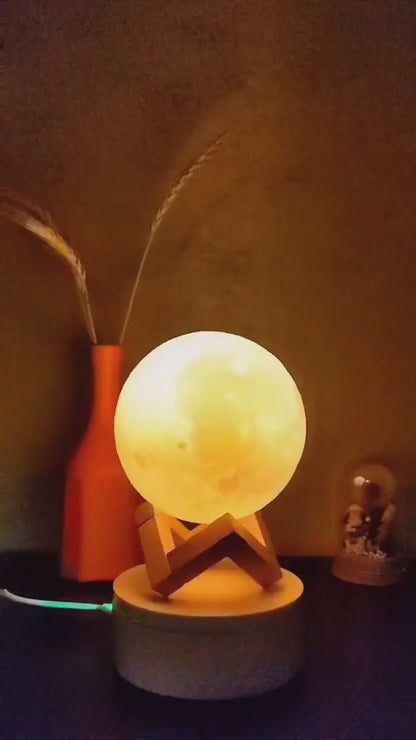 3D Moon Lamp 7-Color Touch Night Light – 15cm Sensor Moonlight Lamp with Stand & USB