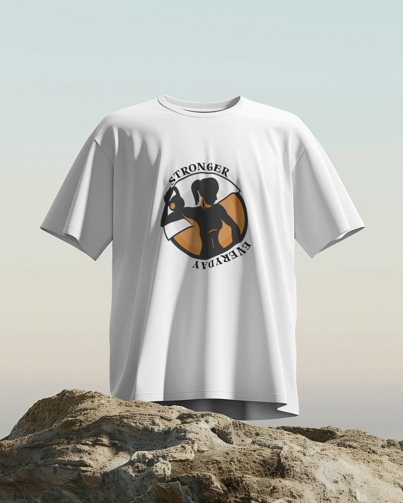 Stronger T-Shirt for Women -Empowering Gym Graphic Tee