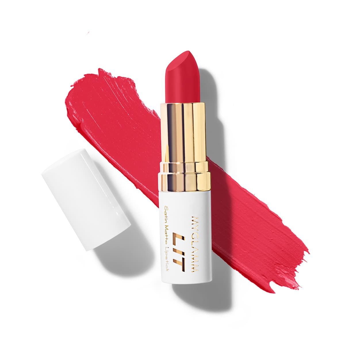 MyGlamm LIT Satin Matte Lipstick - Kissing Booth (Red| Bold, Smooth Matte Finish.