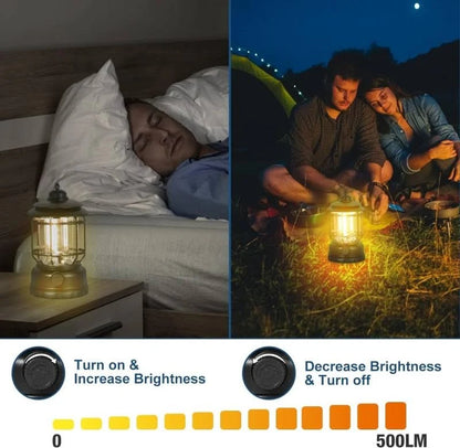 Rechargeable LED Camping Light – Black Metal & Plastic Hanging Lantern